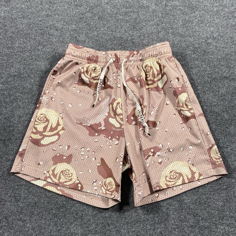GRATEFUL Mens Medium Rose Camo Drawstring Waist Streetwear Basketball Shorts